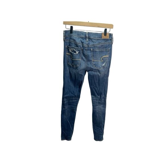American Eagle Outfitters Jegging Jeans Women 4 Blue Denim Super-Stretch Hi-Rise - Picture 4 of 5